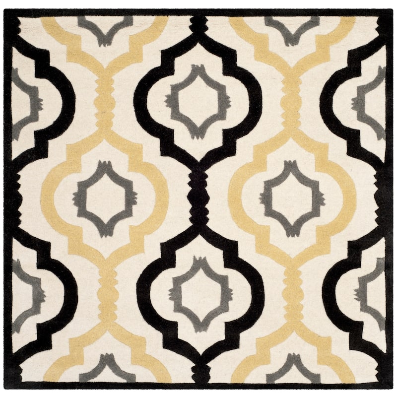 SAFAVIEH Handmade Chatham Vaka Modern Wool Rug - 3' Square - Ivory/Multi