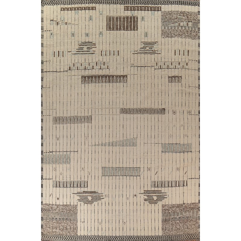 All-Over Striped Moroccan Large Area Rug Handmade Wool Carpet - 11'8"x 15'8"