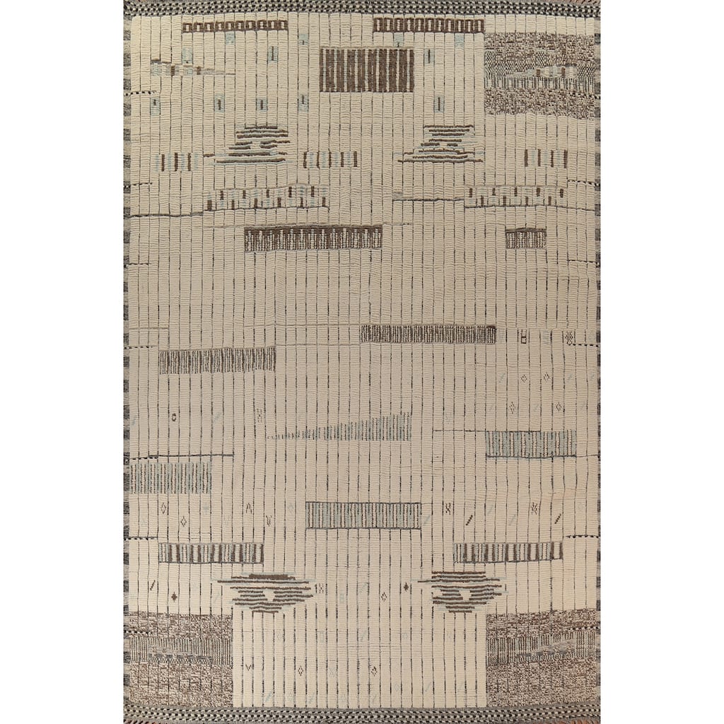 All-Over Striped Moroccan Large Area Rug Handmade Wool Carpet - 11'8"x 15'8"