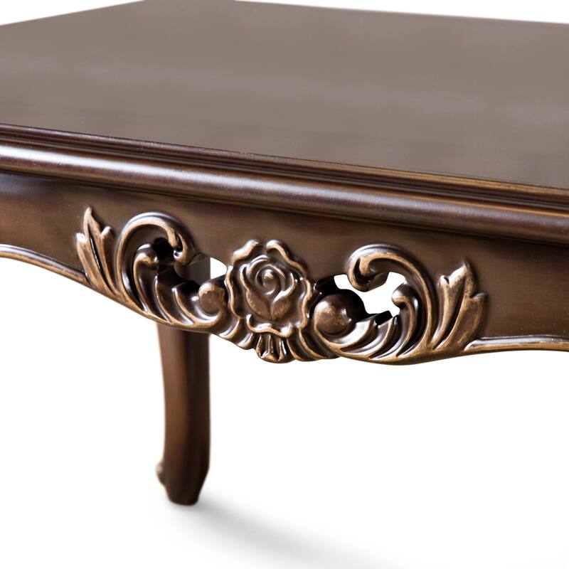 Furniture of America Beatrice Traditional Cherry Solid Wood Coffee Table with Carved Legs