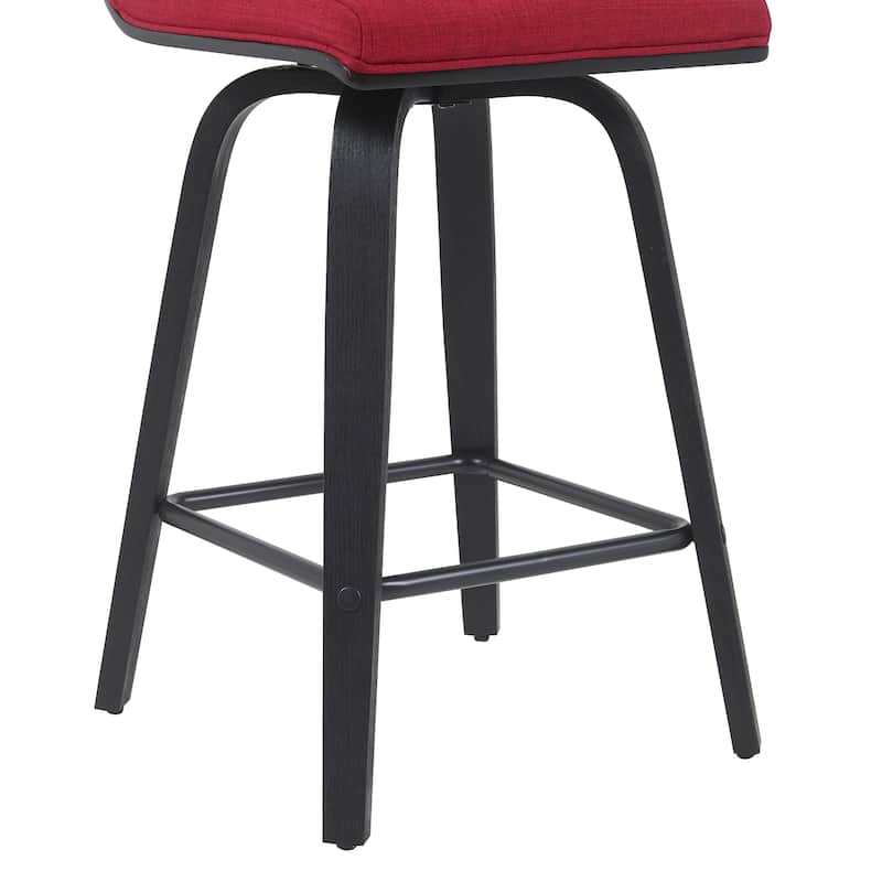 Skara Mid-Century Swivel Counter Stool, Upholstered Counter Height Chair with Bentwood Legs