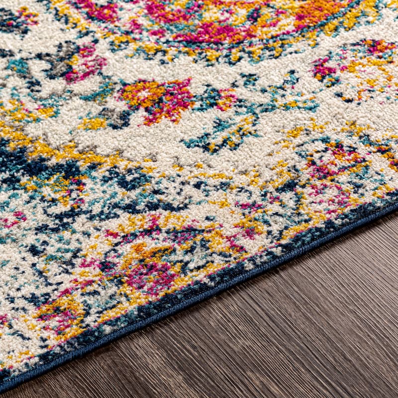 Livabliss Hal Vintage Boho Traditional Pink Medallion Area Rug