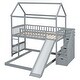 preview thumbnail 8 of 34, Twin Over Twin House Bunk Bed with Two Drawers and Slide, Grey