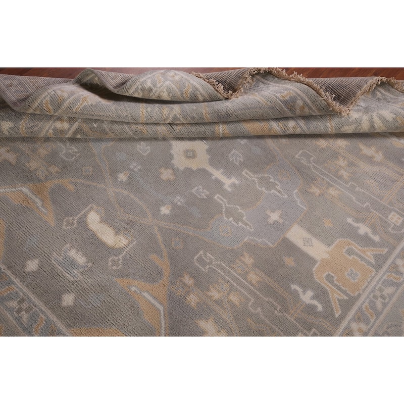 All-Over Gray Oushak Indian Square Area Rug Handmade Wool Carpet - 8'0"x 7'8"