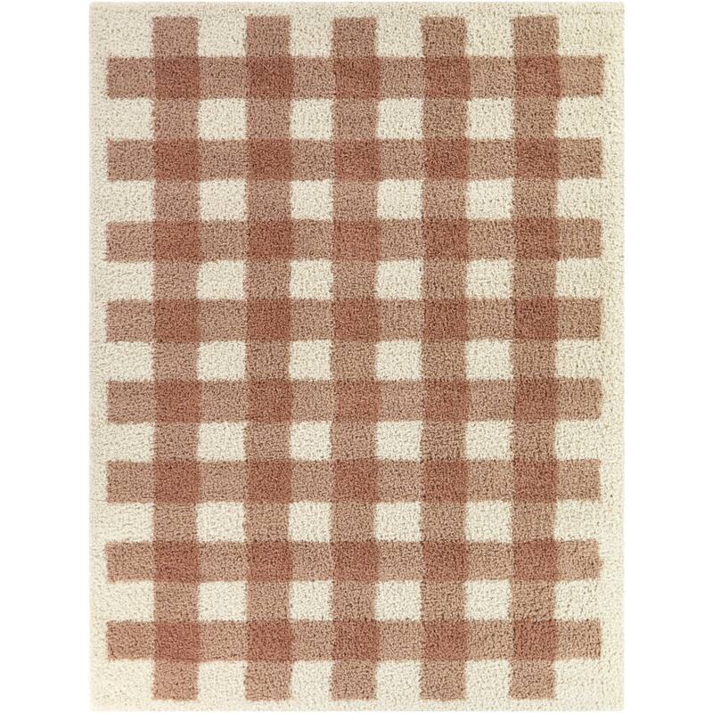 March Gingham Shag Area Rug