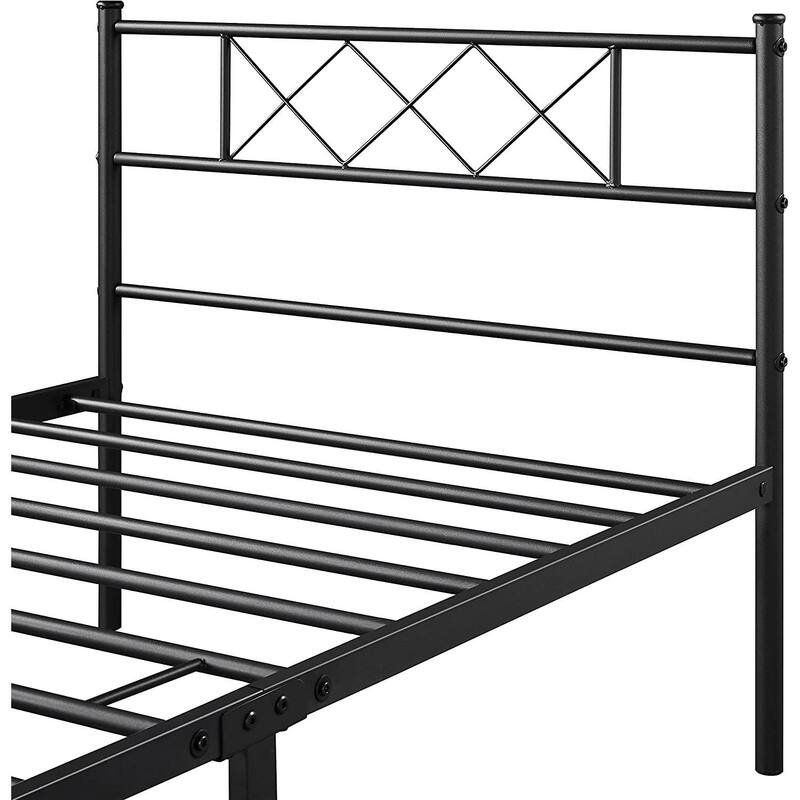 Traditional Powder Coated Slatted Metal Platform Bed