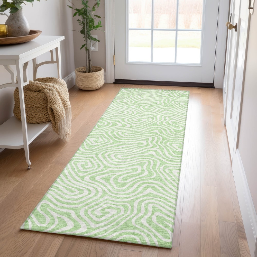 Machine Washable Indoor/ Outdoor Modern Trance Chantille Rug