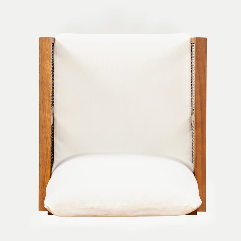 Christopher Knight Home - Valmont Modern Outdoor Acacia Wood Dining Arm Chair with Rope Back & Washable Cushion, Set of 2