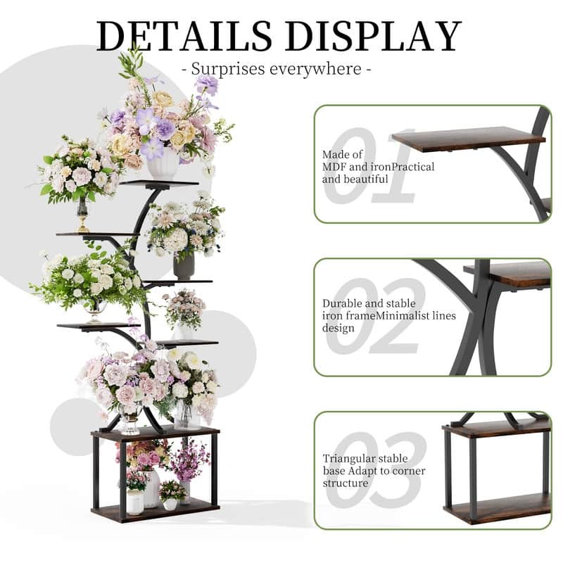 5 Tier Plant Stand Indoor Multiple Corner Flower Stand for Living Room