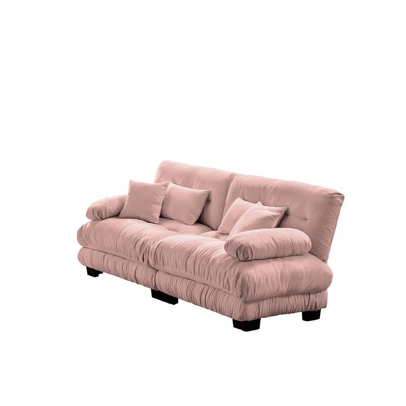 Oversized Modular Sectional Sofa, Chenille Deep Seat 2-Seater Sofa, Upholstered Cloud Couch with Lumbar Pillows & Throw Pillows