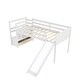 preview thumbnail 8 of 16, Wooden Twin Size Low Loft Bed Frame with Slide, Drawer, Stairway Storage and Full-length Guardrails for Kids, Teens