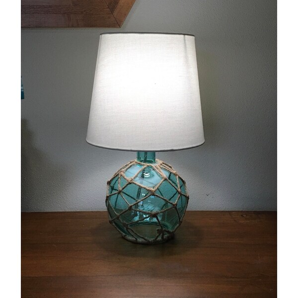 Top Product Reviews For Elegant Designs Buoy Rope Nautical Netted Coastal Ocean Sea Glass Table Lamp With Fabric Shade 29583192 Overstock