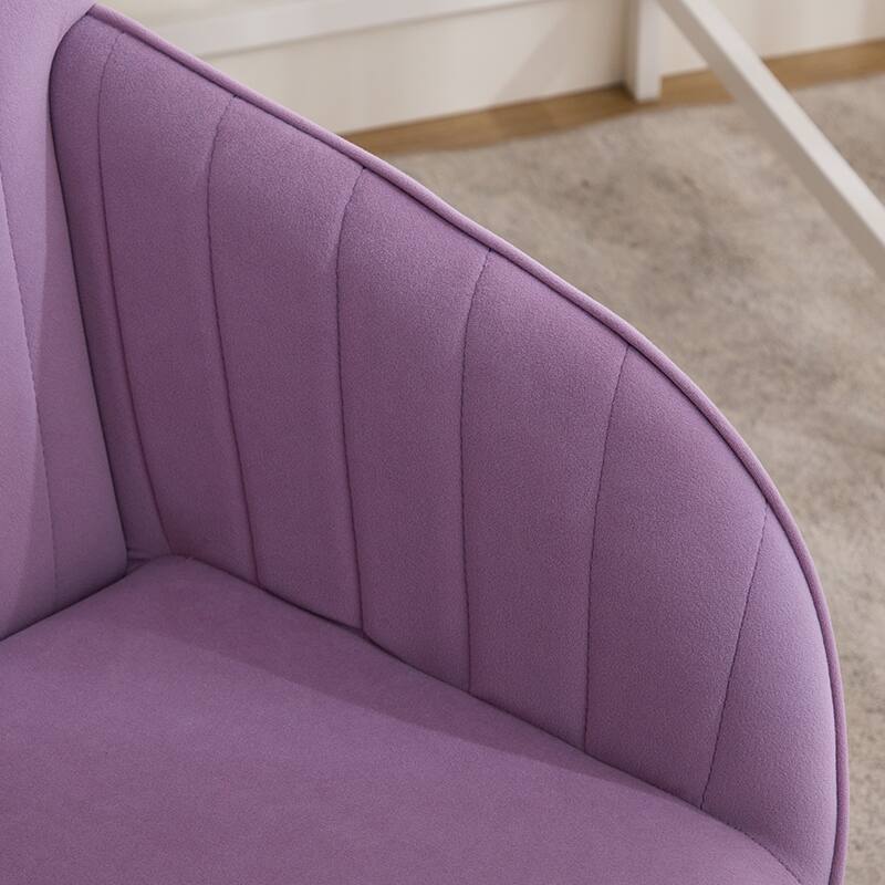 Velvet Home Office Chair, Ergonomic Swivel Study Desk Chair, Upholstered Vanity Chair with Backrest Seat and Metal Base - N/A
