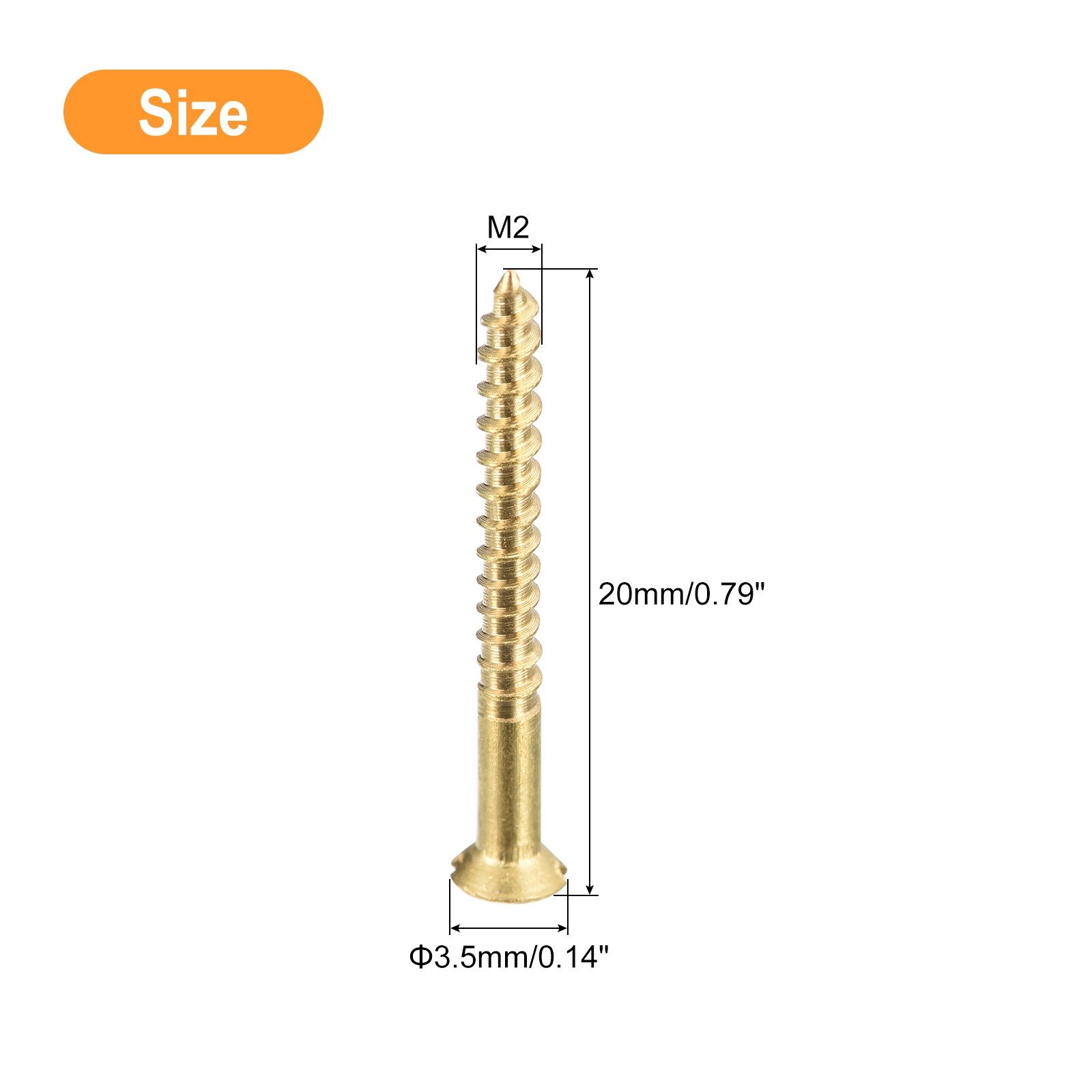 Brass Wood Screws, Slotted Drive Flat Head Self Tapping Screw for Woodworking Furniture - Gold