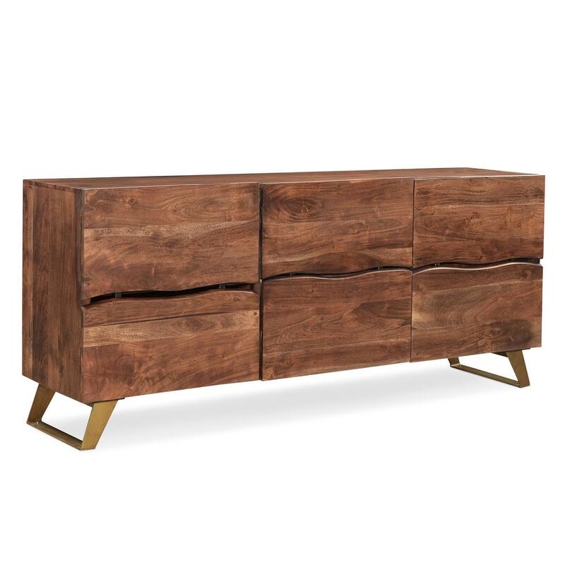 Handmade Seesham Wood Sideboard with Gold Legs (India)