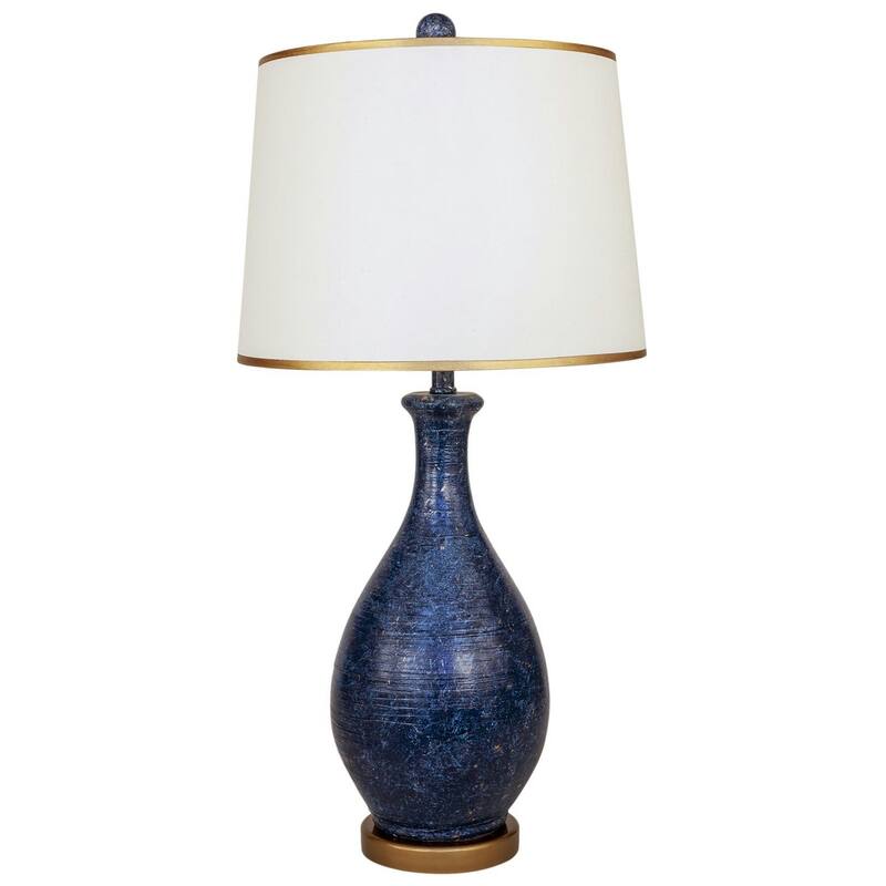 Coastal Ridged Teardrop Table Lamp - Two-Tone Navy and Gold