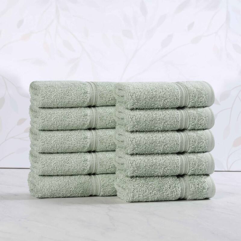 Superior Heritage Egyptian Cotton Absorbent Face Towel Set of 10 - Sage