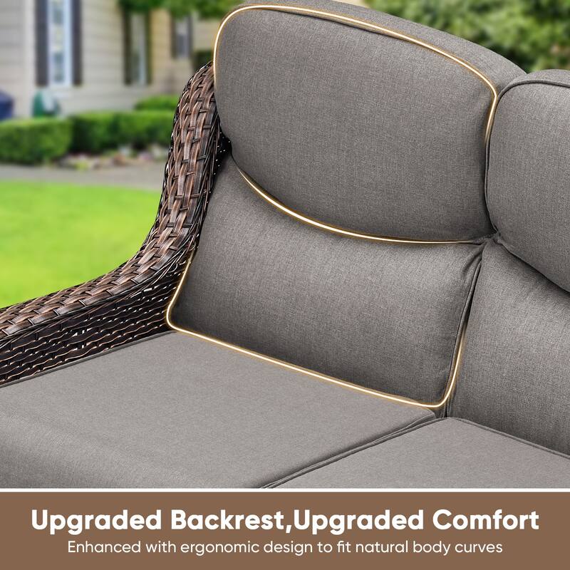 Pocassy Outdoor Fire Pit Sofa Swivel Chairs Ottoman Conversation Set