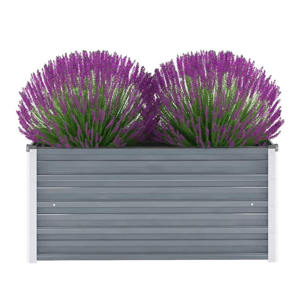 Raised Garden Flower Bed, Open Bottom Design, Grey Steel, 39 Inch
