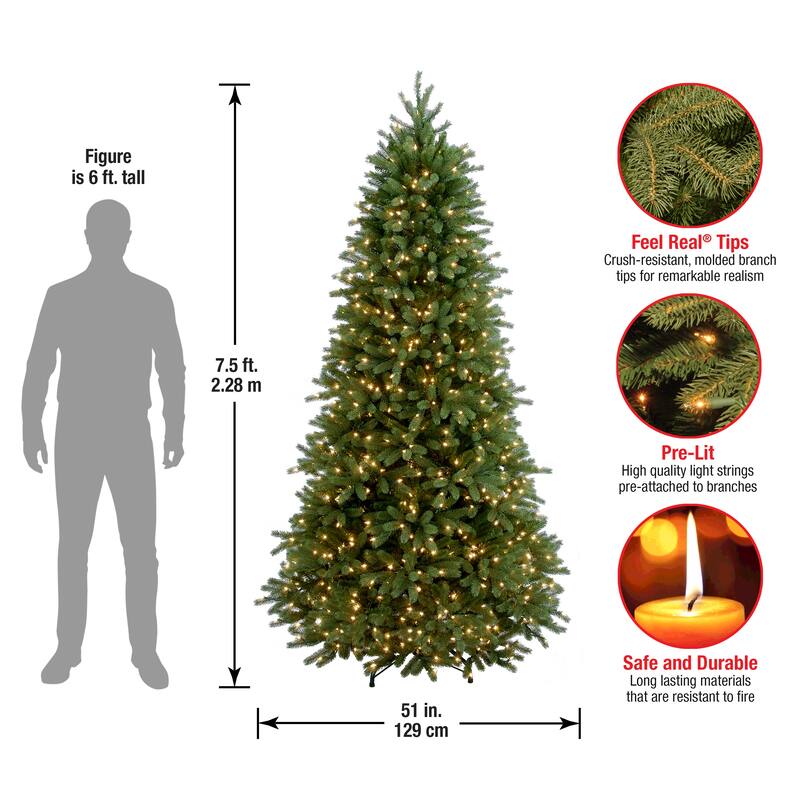 National Tree Company 7.5 ft. Feel-Real Jersey Fraser Slim Hinged Tree ...