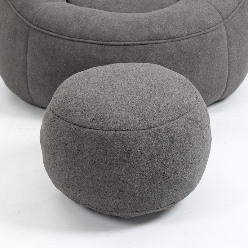 Grey 40" Microfiber Accent Chair with Ottoman