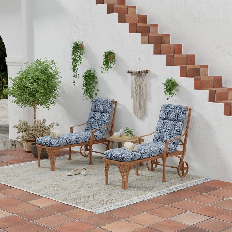 74" x 22" Outdoor Chaise Lounge Cushion with Ties and Loop - 74'' L x 22'' W x 5'' H