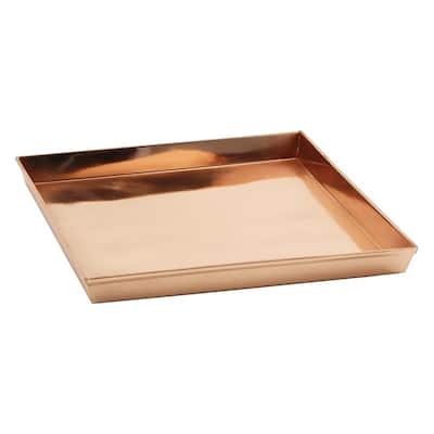 Achla Designs Decorative Square Stainless Steel Tray, Copper Plated Finish