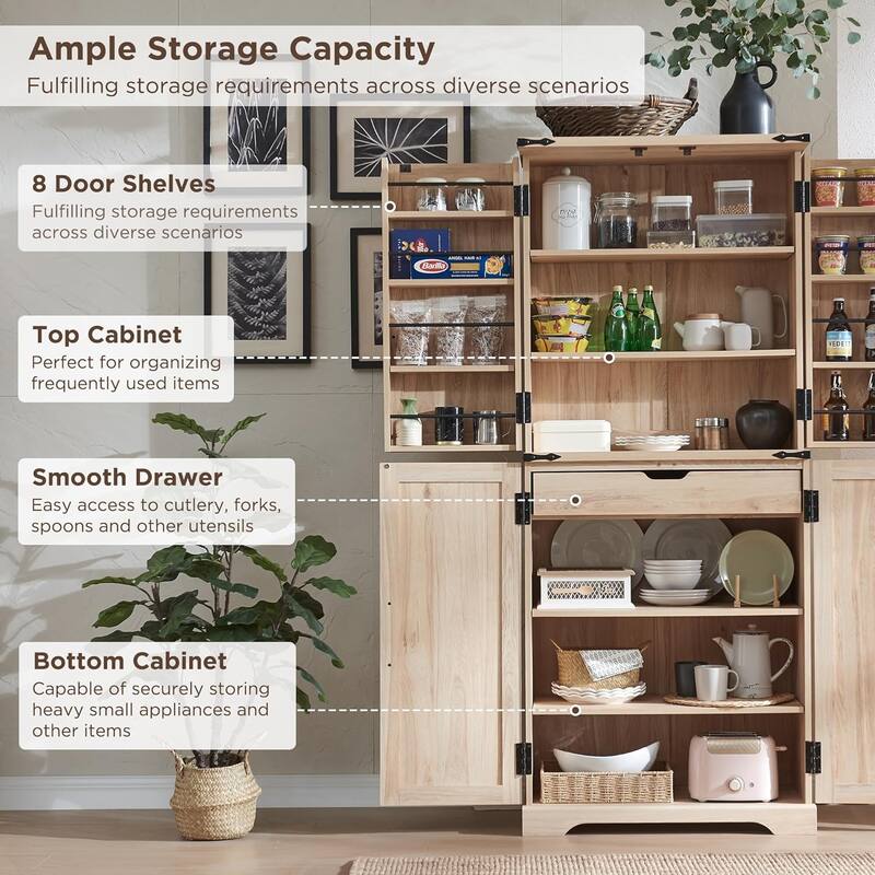 72in Storage Cabinet, Cupboard, Kitchen Dining Room Bathroom Hallway
