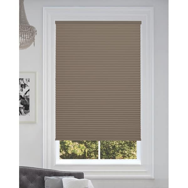 slide 2 of 3, BlindsAvenue Cordless Blackout Cellular Honeycomb Shade, 9/16" Single Cell, Warm Cocoa 18" W x 48" H