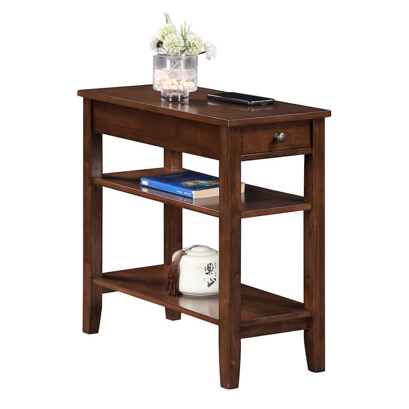 Convenience Concepts American Heritage 1 Drawer Chairside End Table with Shelves