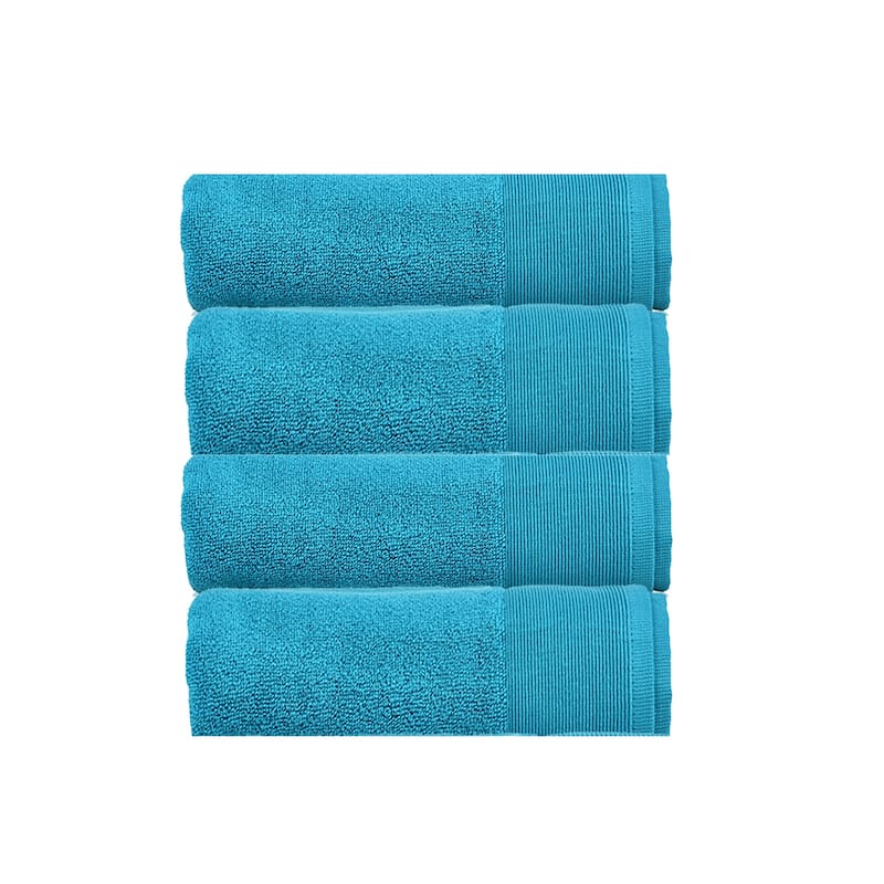 Fabstyles Camelot Hand Towel 600 GSM Zero-Twist Cotton Set of 4 - 16"x28" - Ice Blue