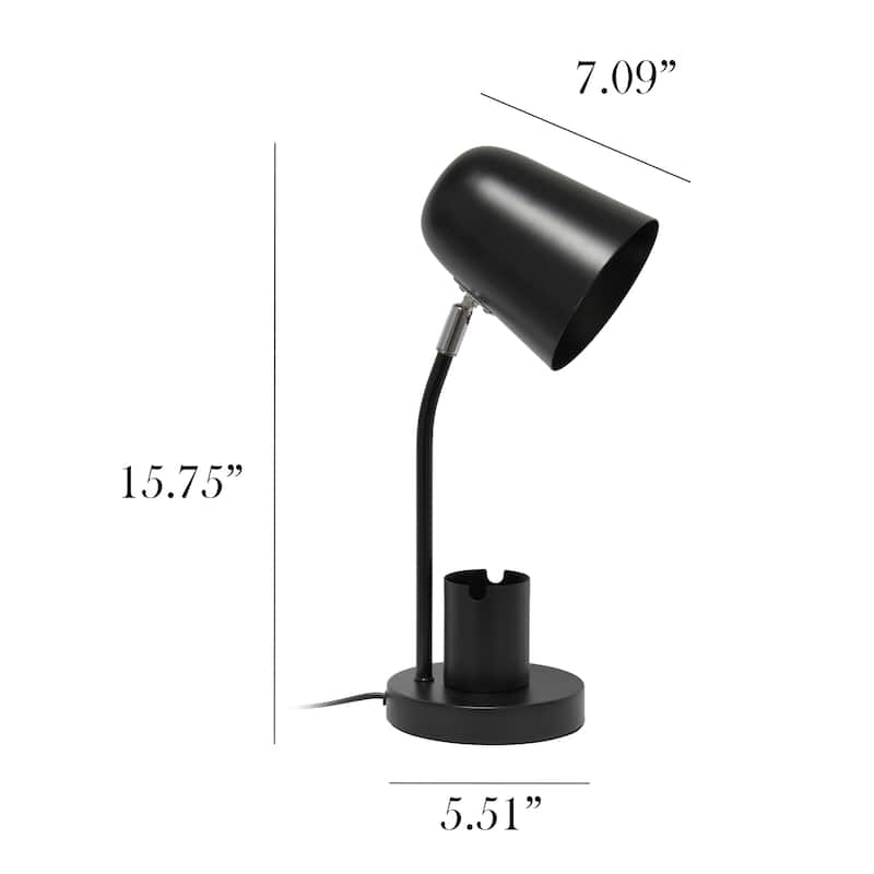 Adjustable Desk Lamp with Pen Holder - 15.75" - Black