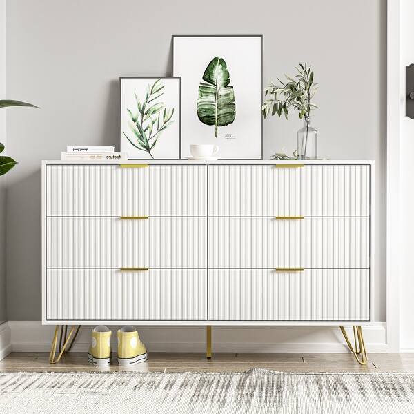 FURNIWAY Fluted Drawer Dresser for Bedroom