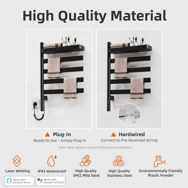 Wall-Mounted Electric Towel Dryer with Swivel Bars