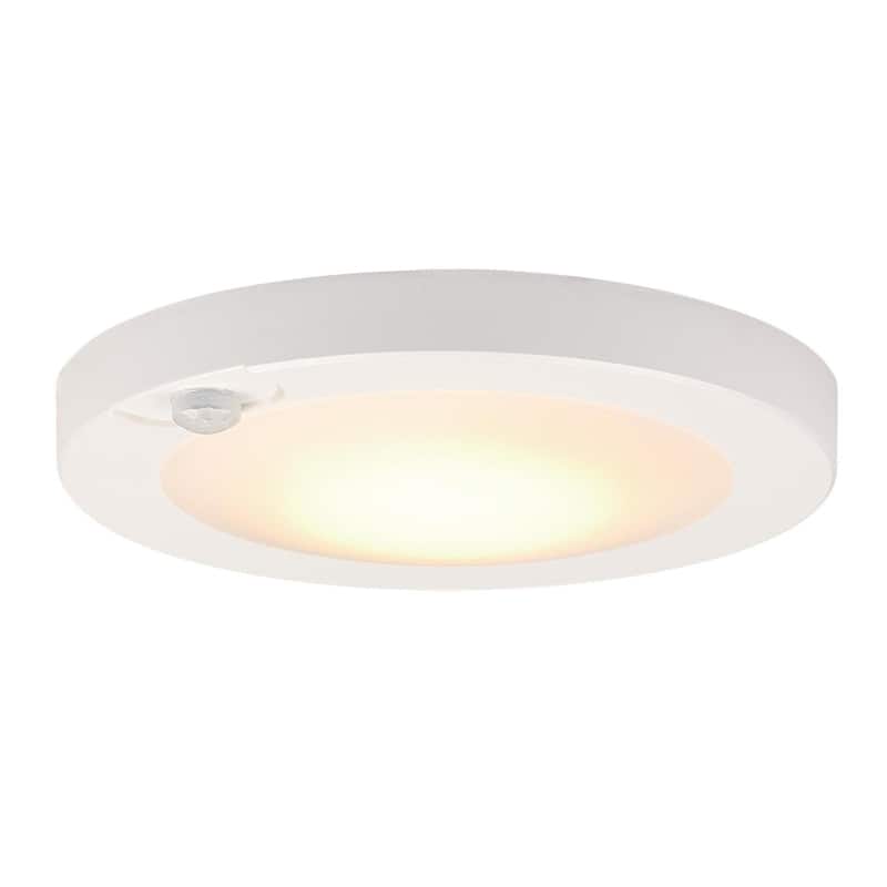 Westinghouse Lighting 6-Inch 7-Watt LED Indoor Flush Mount Ceiling Fixture with Motion Sensor - 3000K - White with Frosted Shade