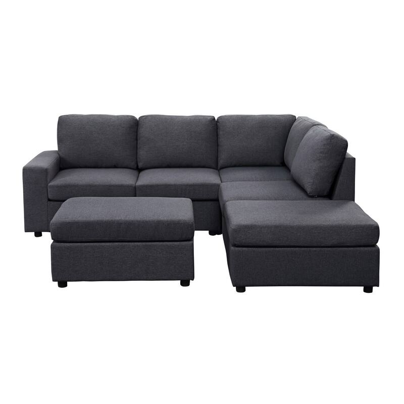 6 Seat Reversible Modular Sectional Sofa with Ottoman