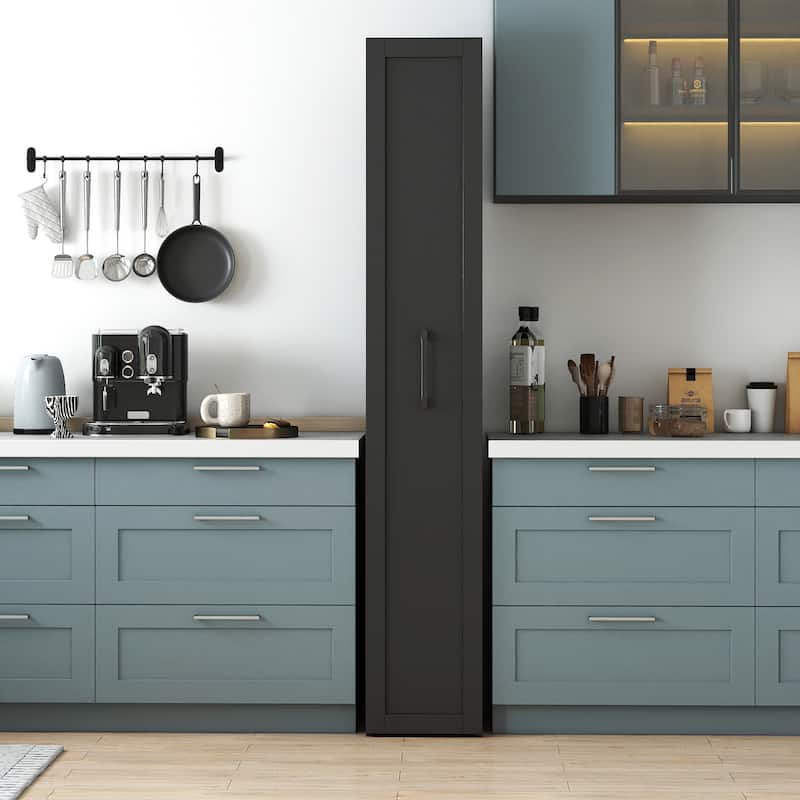 Slim Rolling Storage Cart with Wheels & Handle, Narrow Kitchen Cabinet & Spice Rack for Small Spaces