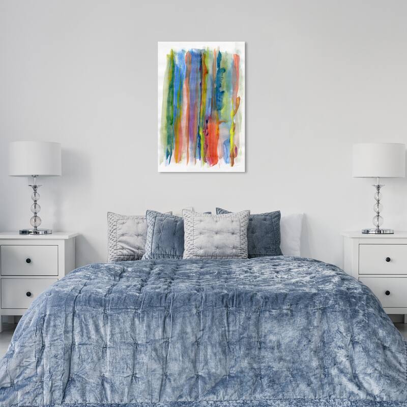 Wynwood Studio Canvas Abstract Rain in the Jungle Blue and Modern & Contemporary Wall Art Canvas Print - 36 x 24