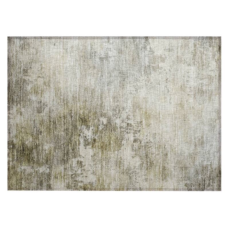 Machine Washable Indoor/ Outdoor Abstract Contemporary Chantille Rug