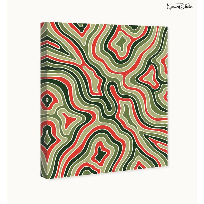 Wynwood Studio Canvas Abstract Colors of Holidays Retro Red Modern & Contemporary Wall Art Canvas Print