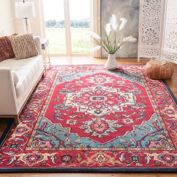 slide 2 of 25, SAFAVIEH Monaco Urve Boho Medallion Rug 10' x 14' - Red/Turquoise