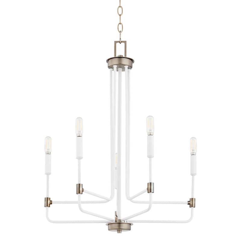 Quorum International 633-5-81 Davies 5 Light 21" Wide Candle Style - Studio White / Dark Brass