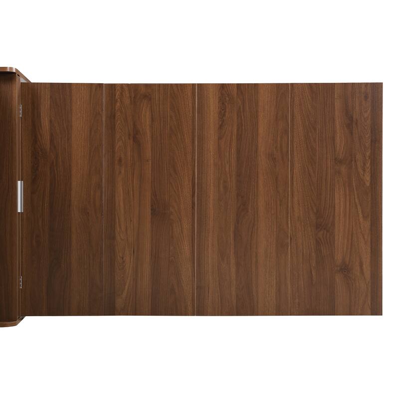 Pantry Cabinet with Hutch and Foldable Dining Table - Brown