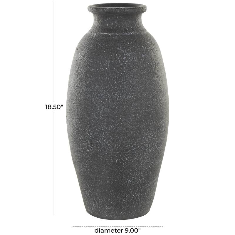 Ceramic Textured Whitewashed Decorative Vase - Black - Roche River Decor