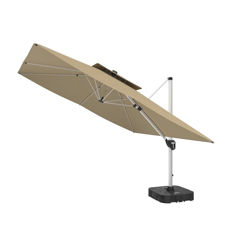 11FT Patio Umbrella Outdoor Square Double Top Umbrella with Base