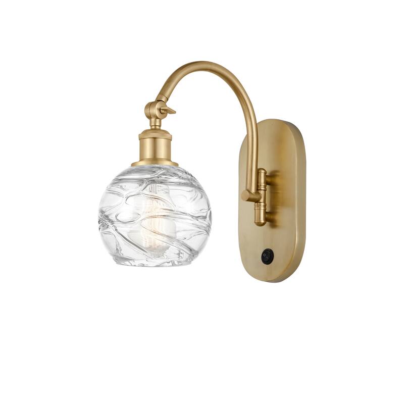 Innovations Lighting Ballston Athens Deco Swirl - 1 Light 6" Sconce - Arm Swivels Side To Side - Satin Gold/Clear Deco Swirl