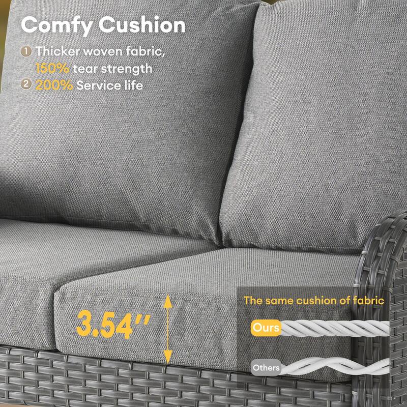 HOOOWOOO 8-piece Wicker Rattan Outdoor Furniture Patio Swivel Chair Set