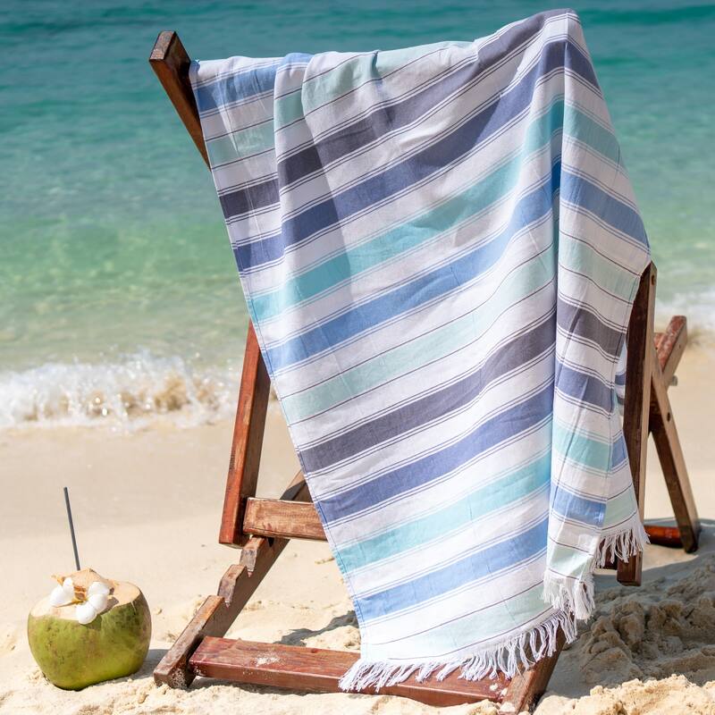 SandFree Cotton Oversized Turkish Beach Towel with Tassels - 35x75
