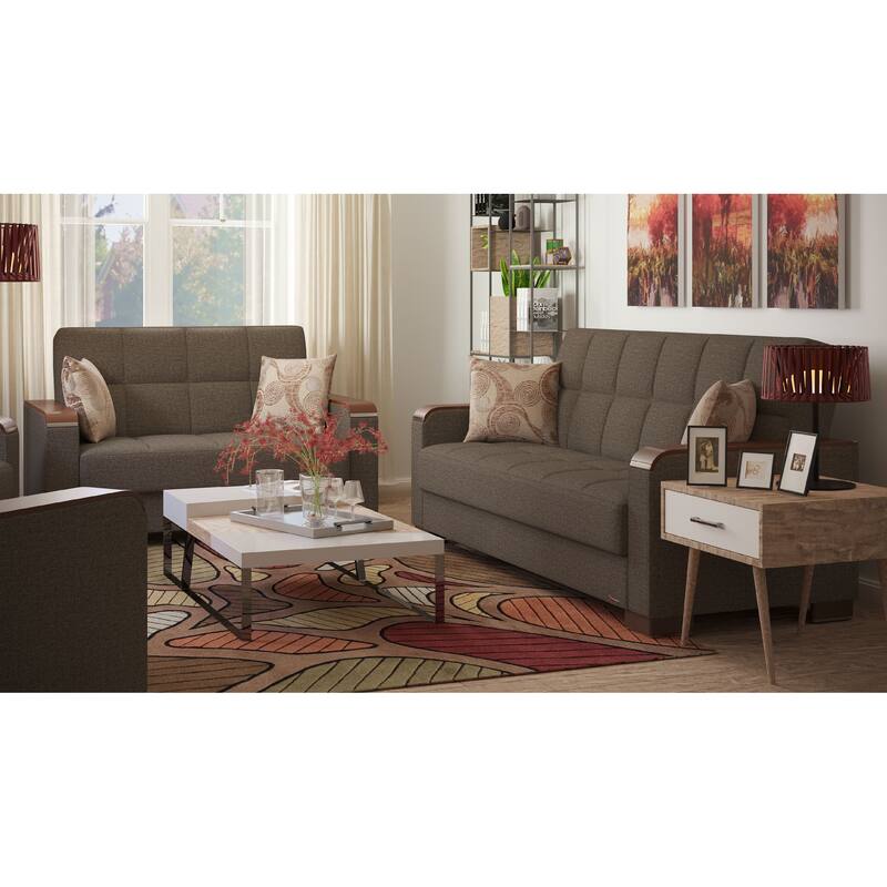 Collection Upholstered Convertible Loveseat With Storage