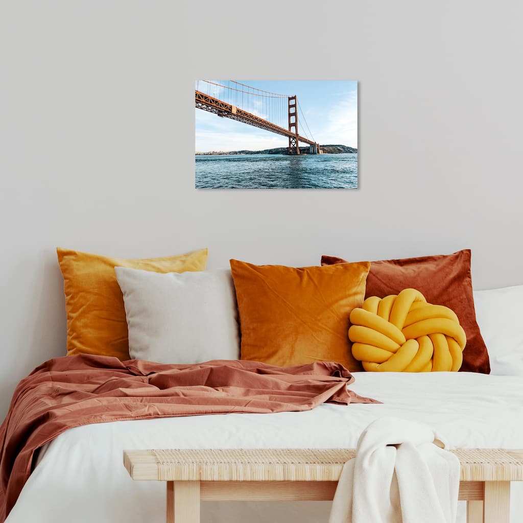 Wynwood Studio Canvas Cities and Skylines A Golden Gate View Blue and Modern & Contemporary Wall Art Canvas Print